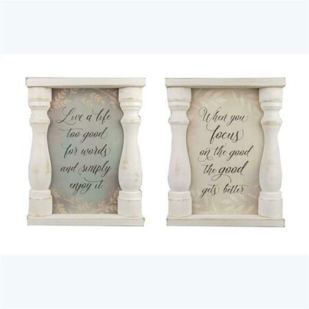 YOUNGS Wood Architectural Frame Tabletop & Wall Sign, Assorted Color - 2 Piece 10789